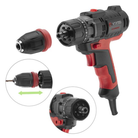 Купити Дриль-шурупокрут електричний 420 Вт, 0-500/0-1800 об/хв, 0.8-10 мм, макс. 20 Nм, знімний патрон