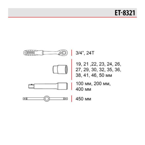 Купити Набір інструментів 3/4 ", 21ед., Cr-V STORM