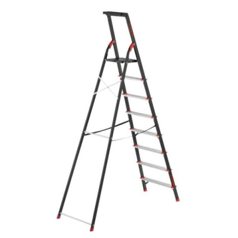 Купити Драбина 8 сходинок, лоток для інвентарю, сталевий профіль, висота верхньої сходинки 1720 мм, 527х143