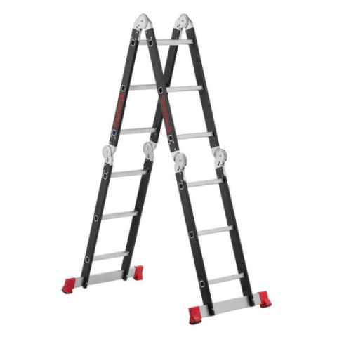 Купить Драбина багатофункціональна трансформер 4х3 сходинки, сталевий профіль, 3380мм, 150 кг