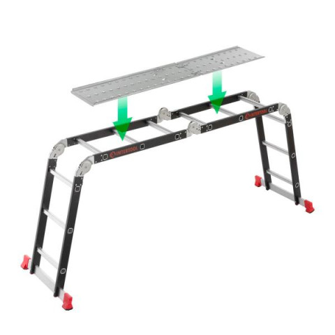 Купить Драбина багатофункціональна трансформер 4х3 сходинки, сталевий профіль, 3380мм, 150 кг