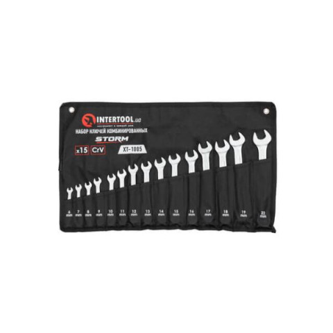 Купить Набір ключів комбінованих 15шт., 6-22 мм, Cr-V, чохол, DIN3113, STORM