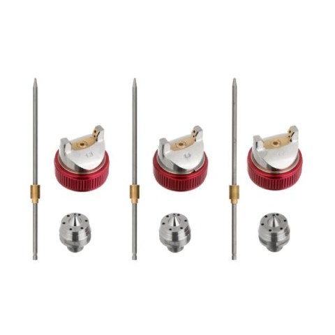 Купити Краскопульт пневматичний HVLP з трьома наборами форсунок - 1,3мм, 1,4мм, 1,7мм, пластиковий бачок, 3