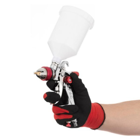 Купити Краскопульт пневматичний HVLP з трьома наборами форсунок - 1,3мм, 1,4мм, 1,7мм, пластиковий бачок, 3