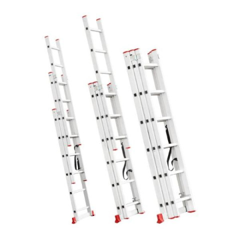 Купити Драбина з алюмінію, 3-х секційна універсальна розкладна, 3*6 сход., 3,41м