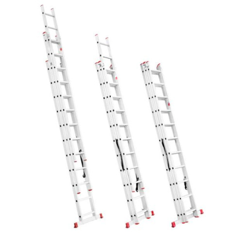 Купити Драбина з алюмінію, 3-х секційна універсальна розкладна, 3*11 сход., 7,33м