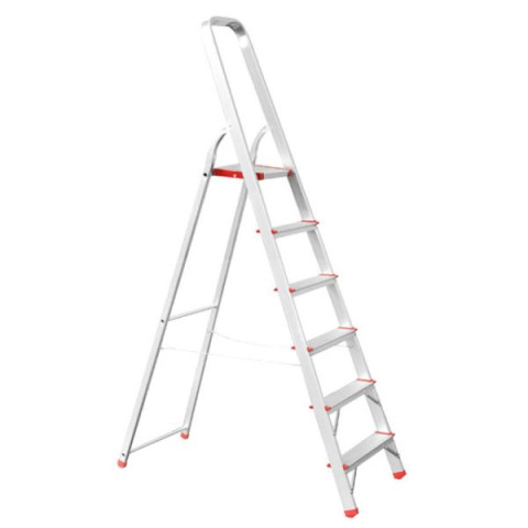 Купити Драбина з алюмінію, 6 сходинок, висота до платформи 1280мм