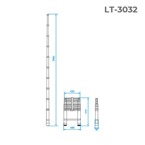 Купити Драбина з алюмінію, телескопічна 10 сход., 3,20м