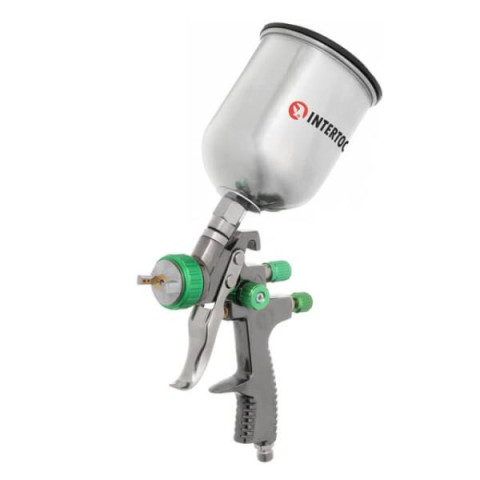 Купити Фарбопульт пневматичний LVLP GREEN професійний, форсунка - 1.3 мм, верхній металевий бачок - 600 мл,