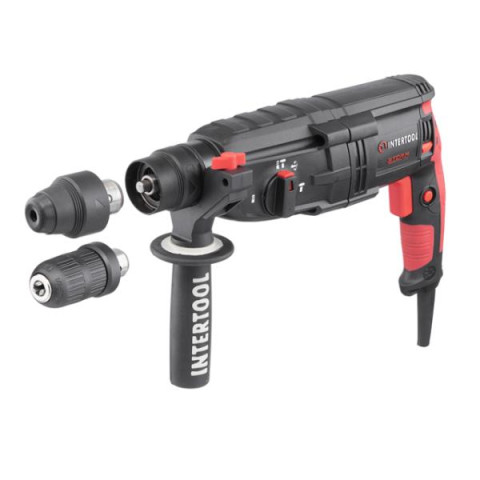 Купити Перфоратор 1000 Вт, 3.2 Дж, 0-1300 об/хв, 0-5100 уд/хв, 3 режими, знімний швидкозатискний патрон