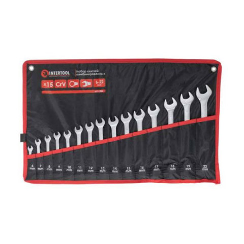 Купить Набір ключів комбінованих, 15шт., 6-19, 22мм, Cr-V, чохол