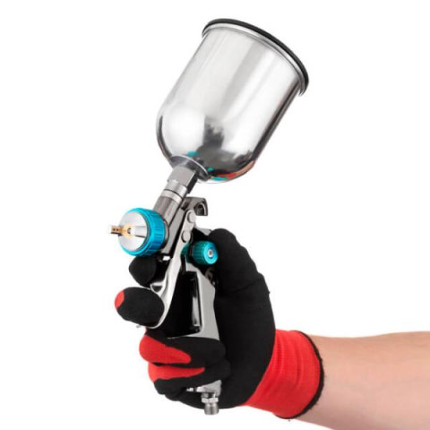 Купити Фарбопульт пневматичний LVLP BLUE професійний, форсунка - 1.4 мм, верхній металевий бачок - 600 мл, 