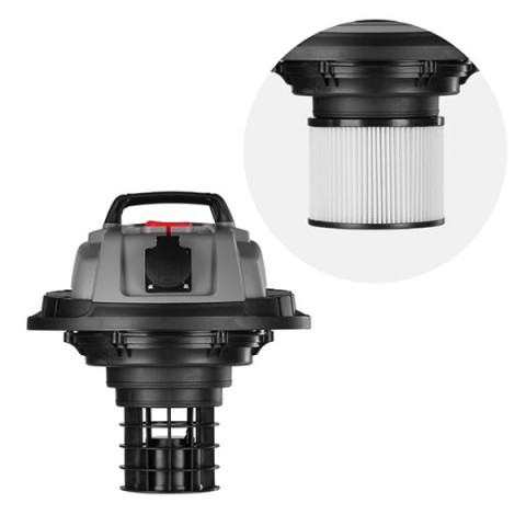 Купити Пилосос будівельний 1.4 кВт, бак 30 л., нержавіюча сталь 410, >17кПа, розетка, HEPA фільтр