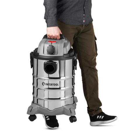 Купити Пилосос будівельний 1.4 кВт, бак 30 л., нержавіюча сталь 410, >17кПа, розетка, HEPA фільтр