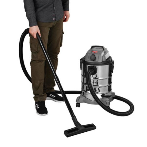 Купити Пилосос будівельний 1.4 кВт, бак 30 л., нержавіюча сталь 410, >17кПа, розетка, HEPA фільтр