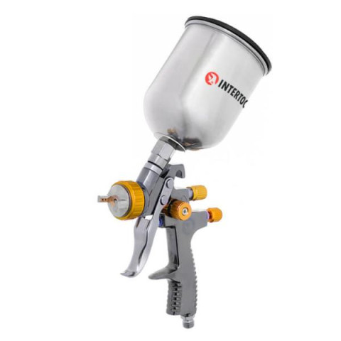 Купить Фарбопульт пневматичний LVLP BRONZE професійний, форсунка - 1.8 мм, верхній металевий бачок - 600 мл