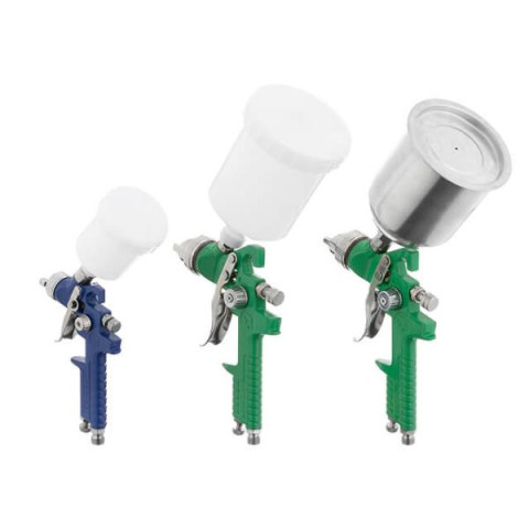 Купить Набір з 3-х фарбопультів HVLP, 0,8мм, 1,3мм, 1,7мм, регулятор тиску, два пластикових та один металев
