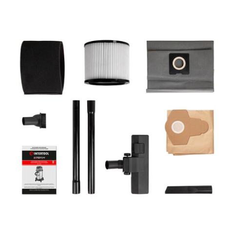 Купить Пилосос будівельний 1.4 кВт 2 Stage, бак 30 л., нержавіюча сталь 201, >20кПа, розетка, HEPA фільтр, 