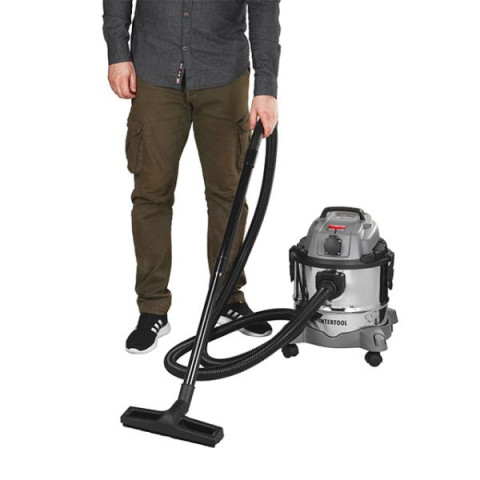 Купить Пилосос будівельний 1.4 кВт, бак 20 л., нержавіюча сталь 410, >17кПа, розетка, HEPA фільтр