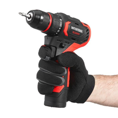 Купить Дриль-шурупокрут акумуляторний, безщітковий двигун, 12 В, 50 Nm, 0-500/0-1900 об/хв, патрон 0,8-10 м