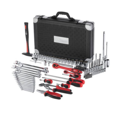 Купити Набір інструментів, проф., 1/2" + 1/4", Cr-V, 119 од., головки: 4-32 мм, E4-E22, біти 43 од., ключі: