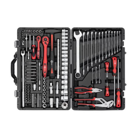 Купити Набір інструментів, проф., 1/2" + 1/4", Cr-V, 119 од., головки: 4-32 мм, E4-E22, біти 43 од., ключі: