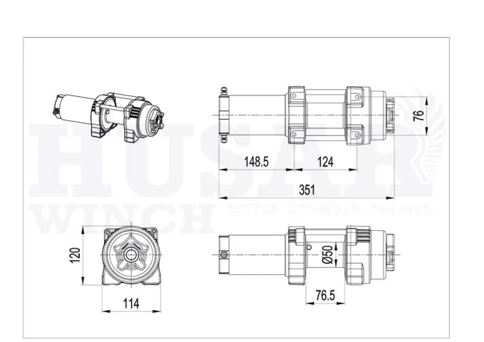 Купити Лебідка для квадроцикла Husar BST S 3500 LBS 1587 кг 24 В