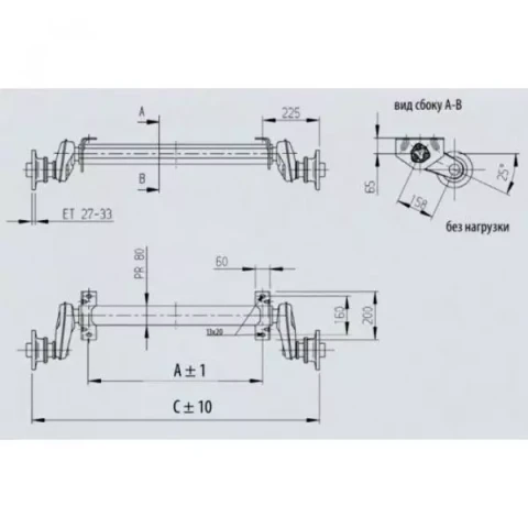 Купити Вісь торсіонна AL-KO безгальмівна 1500 кг 1200 мм (112х5)