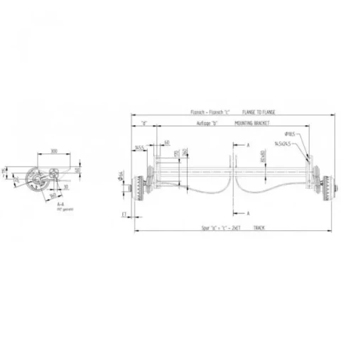 Купити Вісь торсіонна Knott VGB 15-MV 1500 кг 1600 мм 112x5 з кованими важелями та гальмами