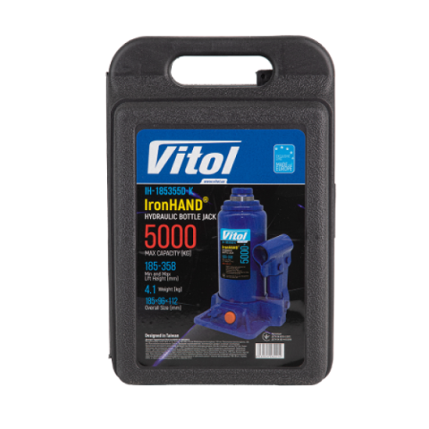 Купити Домкрат гідравлічний  телескоп  5 т валіза. Висота піднімання  185-358 мм 4,1кг Iron Hand (IH-185355