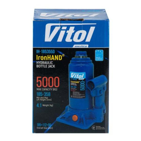Купити Домкрат гідравлічний  телескоп  5 т картон. Висота піднімання  185-358 мм 4.1кг Iron Hand (IH-185355