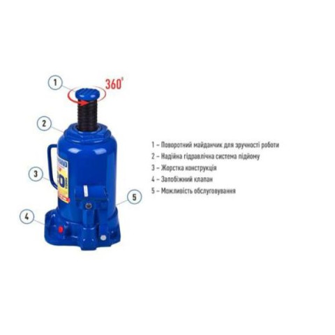 Купити Домкрат гідравлічний  телескоп  20 т картон. Висота піднімання  217-407 мм 9,7кг Iron Hand (IH-31740