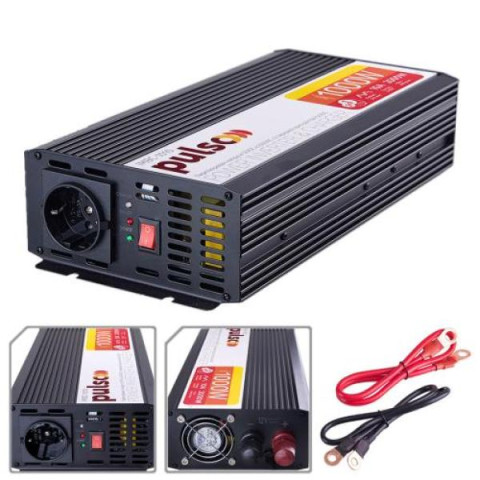 Купить Перетворювач напруги/Зарядн. пристрій PULSO IMBC-1010/12V-220V/1000W/10A/мод.хвиля/клеми