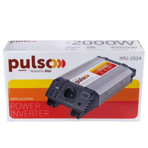 Купить Перетворювач напруги PULSO/IMU-2024/24V-220V/2000W/USB-5VDC2.0A/мод.хвиля/клеми