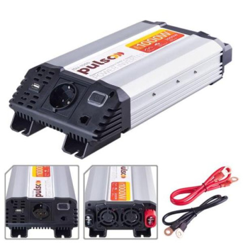 Купити Перетворювач напруги PULSO/ISU-1000/12V-220V/1000W/USB-5VDC2.0A/син.хвиля/клеми