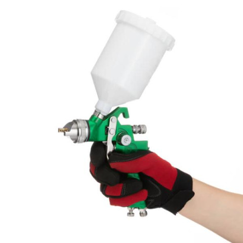 Купити Фарбопульт пневматичний HVLP, форсунка: 1,7 мм, верхній пластиковий бачок: 600 мл, 3 бар