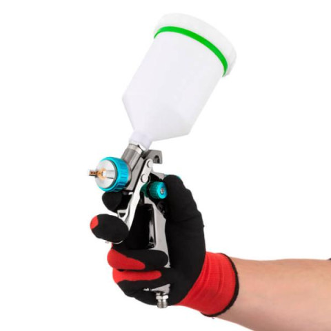 Купити Фарбопульт пневматичний LVLP BLUE, професійний, форсунка: 1,4 мм, верхній пластиковий бачок: 600 мл,