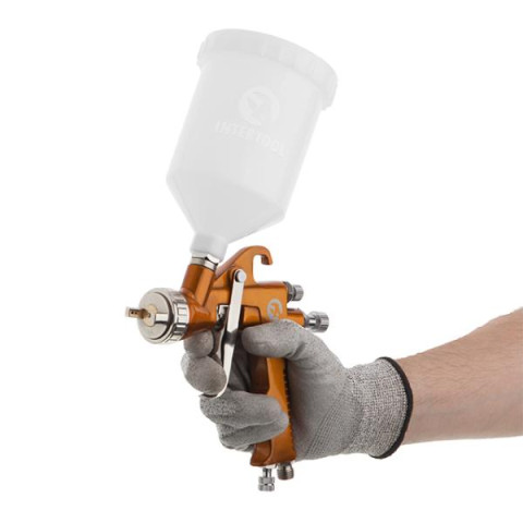 Купити Фарбопульт пневматичний HP, форсунка: 1,5 мм, верхній пластиковий бачок: 600 мл, 5 бар