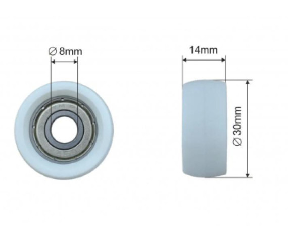 Купити Ролик дверей з підшипником 30*8*14 Пластик Польща (1804324298)