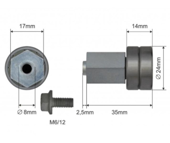 Купити Ролик зсувного даху 24*14*35 Цинк Edscha Польща (1804324272)