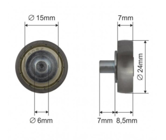 Купить Ролик зсувного даху 24*7*16 Цинк Польща (1804324287)
