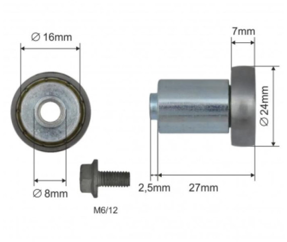Купить Ролик зсувного даху 24*7*27 Цинк Польща (1804324307)