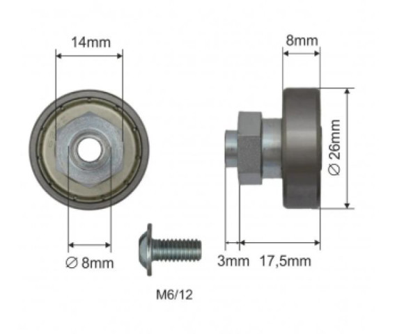 Купить Ролик зсувного даху 26*8*17,5 Цинк Польща (1804324309)