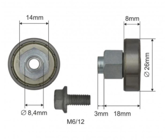 Купить Ролик зсувного даху 26*8*18 Цинк Польща (1804326272)