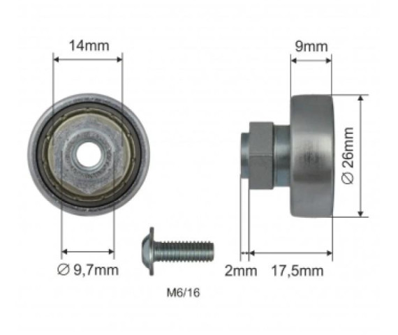 Купить Ролик зсувного даху 26*9*17,7 Цинк Versus Original Польща (1804326041)