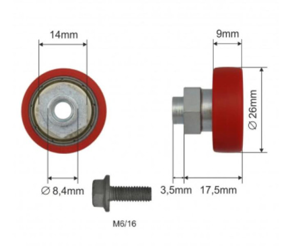 Купить Ролик зсувного даху 26*9*17,7 Цинк Versus Original Польща (1804326040)