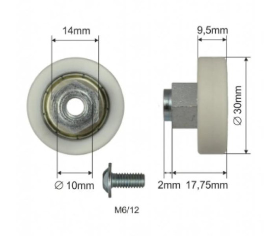 Купить Ролик зсувного даху 30*9,5*17,75 Цинк Польща (1804324296)