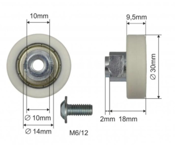 Купить Ролик зсувного даху 30*9,5*18 Цинк Польща (1804324312)