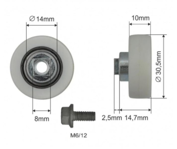 Купить Ролик зсувного даху 31*10*14,7 Цинк Польща (1804324302)