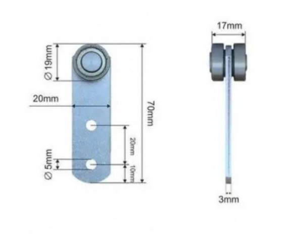 Купить Ролик тенту (бічної штори) 19x20x70 мм Цинк Польща (1804319270)